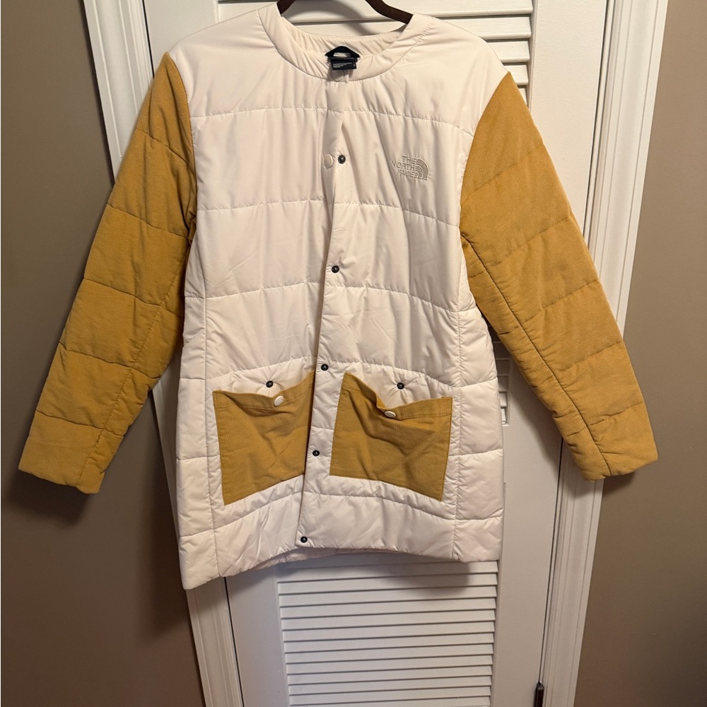 The North Face Cream and Gold Quilted Jacket